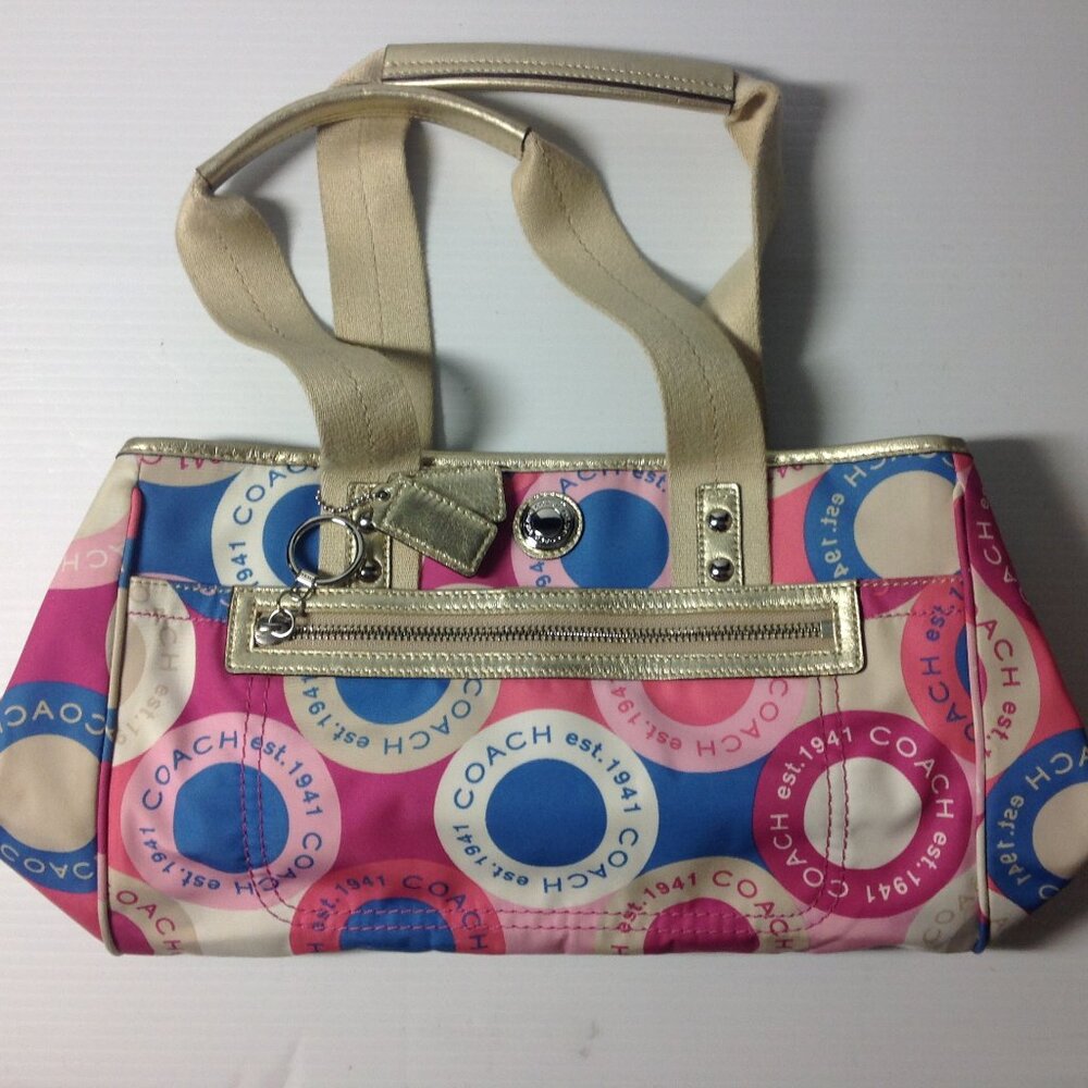 Vintage Coach Daisy Logo Print Scarf Shoulder Handbag